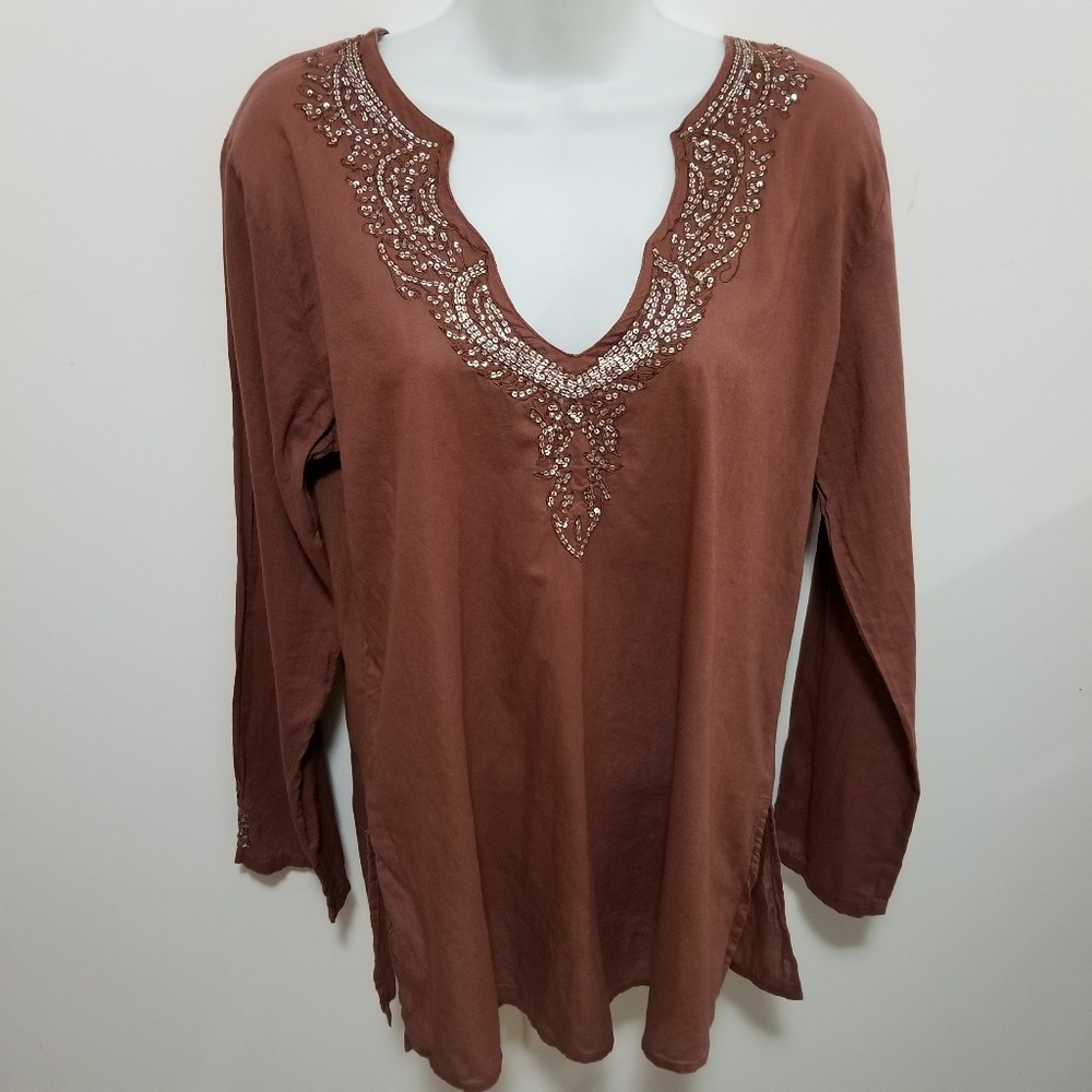 Jasmine brown sequined tunic